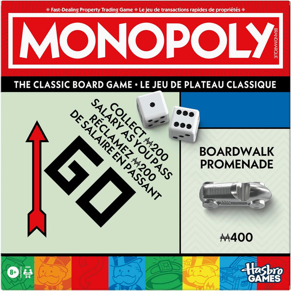 Monopoly Board Game | Classic Game with Storage Tray and Larger Tokens