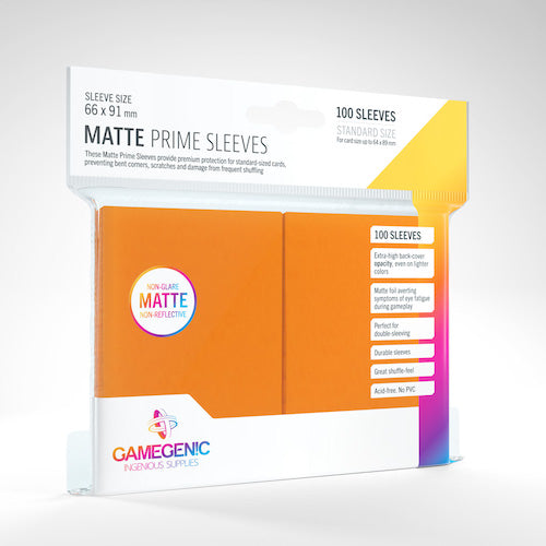 STANDARD CARD GAME  -  GAMEGENIC  -  ORANGE - MATTE PRIME SLEEVES (66MM X 91MM) (100)