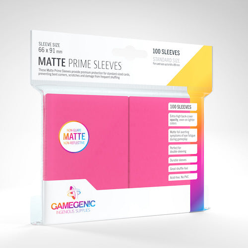 STANDARD CARD GAME  -  GAMEGENIC  -  PINK - MATTE PRIME SLEEVES (66MM X 91MM) (100)