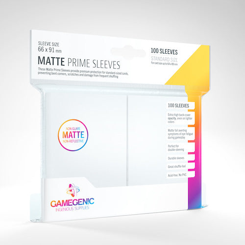 STANDARD CARD GAME  -  GAMEGENIC  -  WHITE - MATTE PRIME SLEEVES (66MM X 91MM) (100)