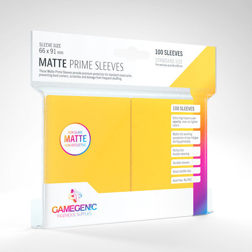 STANDARD CARD GAME  -  GAMEGENIC  -  YELLOW - MATTE PRIME SLEEVES (66MM X 91MM) (100)