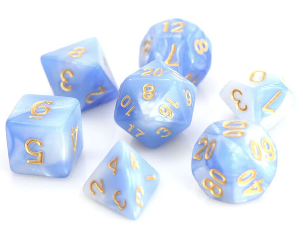 Die Hard: Poly RPG Dice Set: Blue/White Marble