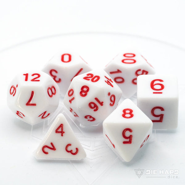 Die Hard: Poly RPG Dice Set: White w/ Pastel Red