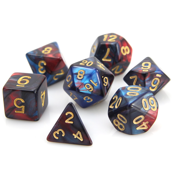 Die Hard: Poly RPG Dice Set: Red and Blue Marble