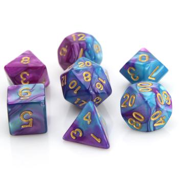 Die Hard Dice: 7 Piece RPG Set - Purple/Turquoise Marble