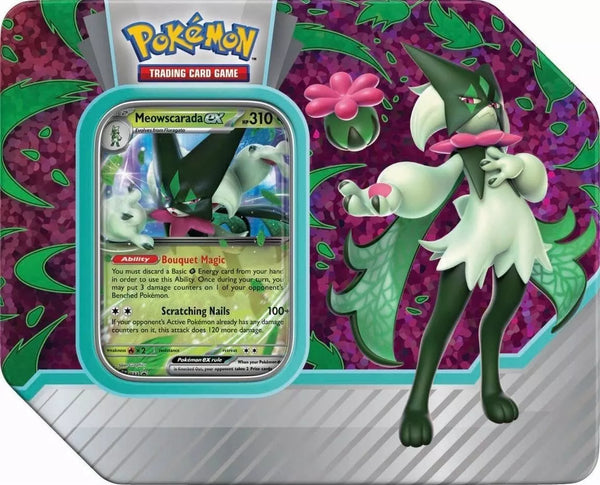 Pokemon Paldea Partners Tin Meowscarada ex 5 Booster Packs