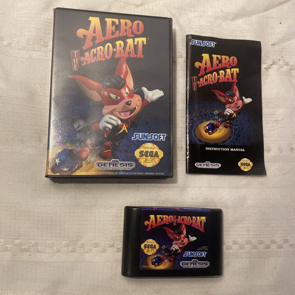 USED****   Aero the Acrobat Sega Genesis, 1993 Authentic Complete