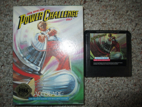USED****  Jack Nicklaus' Power Challenge Golf (Sega Genesis, 1993) w/ Box and Manual