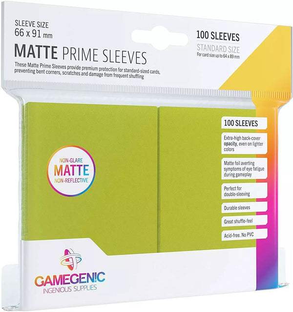 GAMEGENIC MATTE PRIME SLEEVES 100-PACK LIME