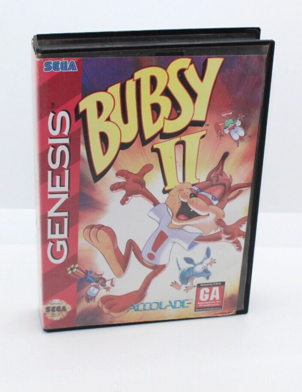 USED****    Bubsy II (Sega Genesis, 1994) Game and Case